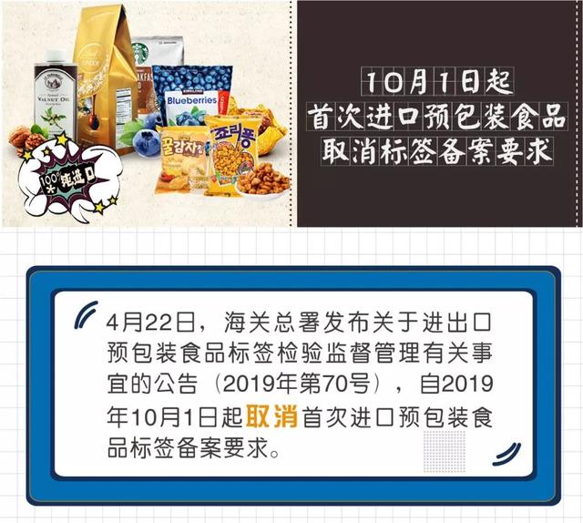 政策新動(dòng)向 10月1日起，首次進(jìn)口預(yù)包裝食品取消標(biāo)簽備案要求
